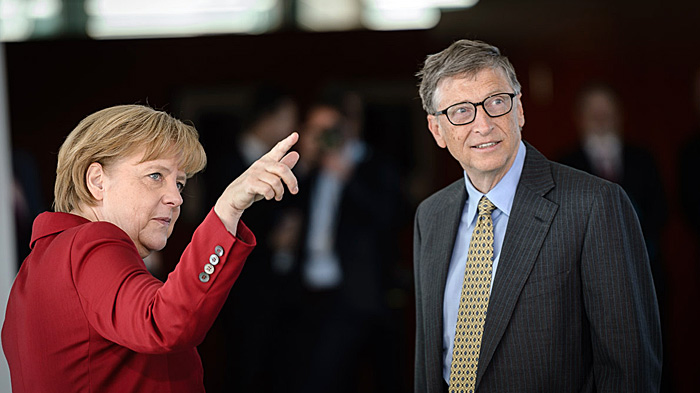 Angela Merkel and Microsoft co-founder Bill Gates. 